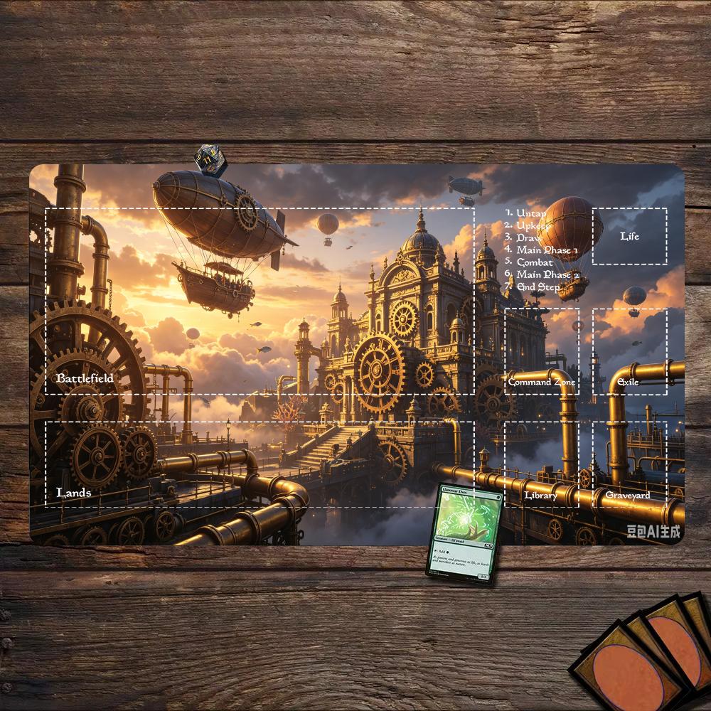 Desk Setup For Office - Steampunkowa duża podkładka pod mysz 24x14