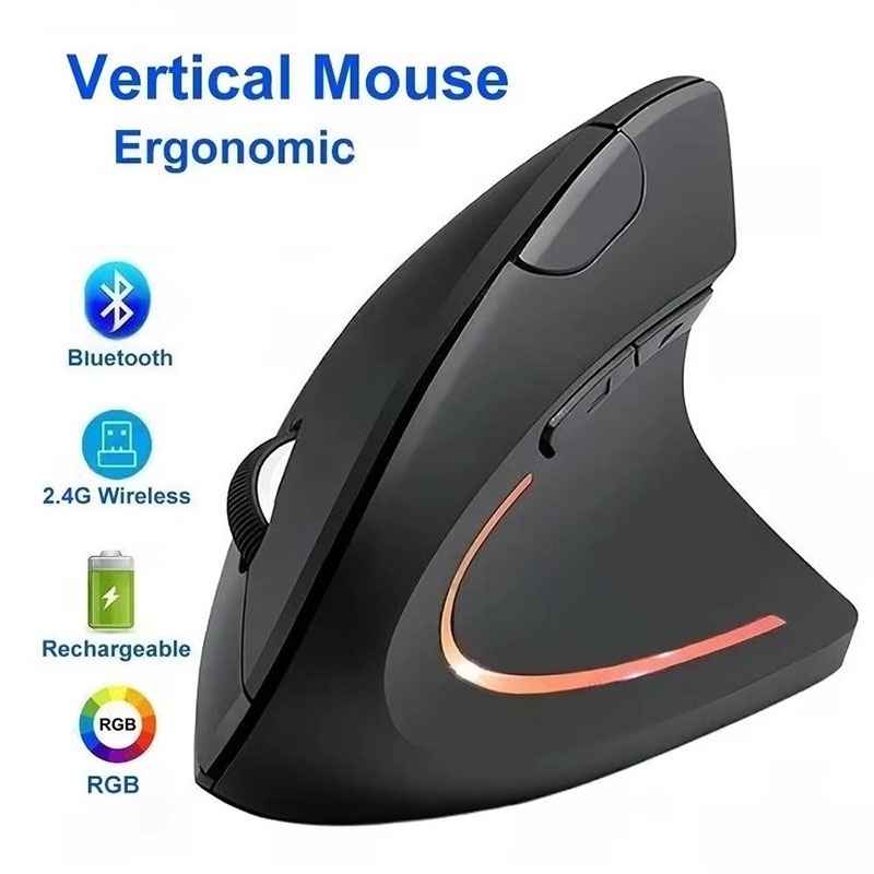 Desk Setup Keyboard - Ergonomiczna pionowa mysz 2.4GHz Bluetooth do