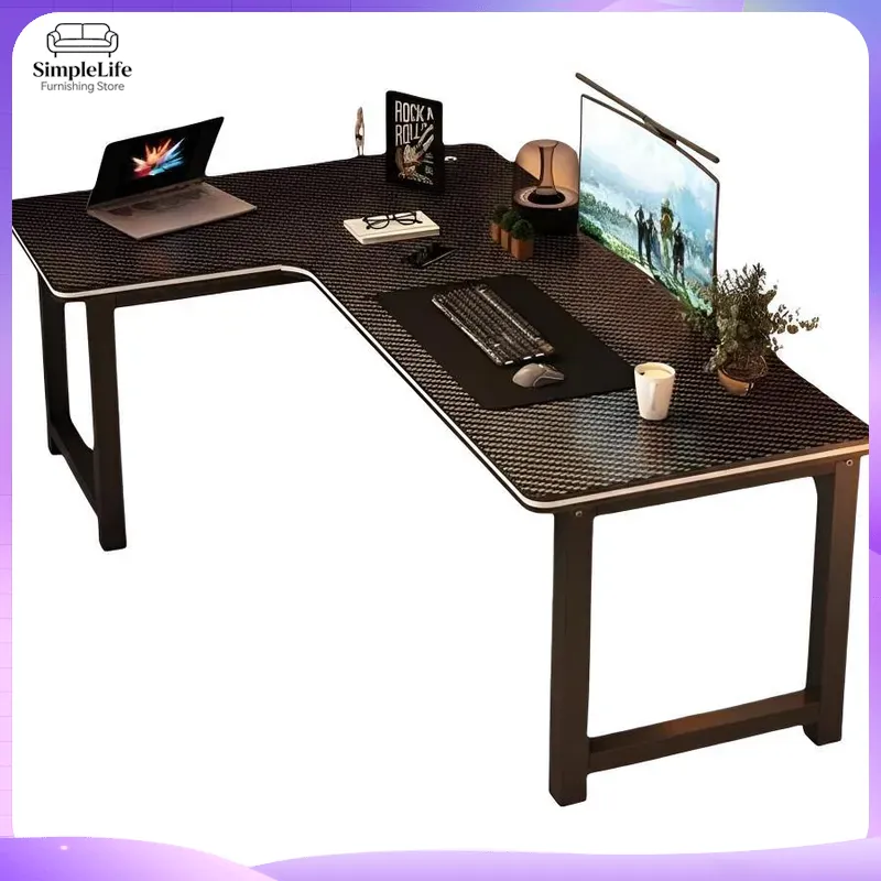 Desk Setup For Office - Narożne biurko gamingowe z półką do