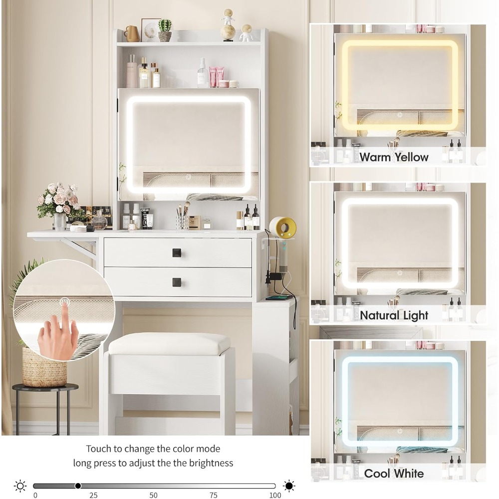 Mała toaletka z 3 regulowanymi – Desk Vanity Setup recenzja i cena